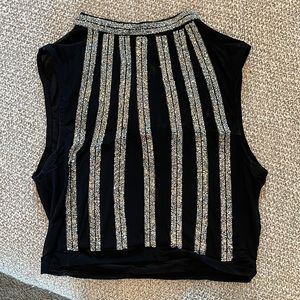 Akira mesh rhinestone crop top